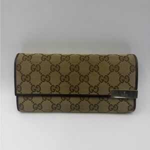 Gucci Beige and Dark Brown Monogram Wallet